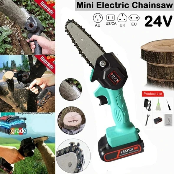24V Rechargeable MINI Electric Chainsaw Wood Cutting Lithium